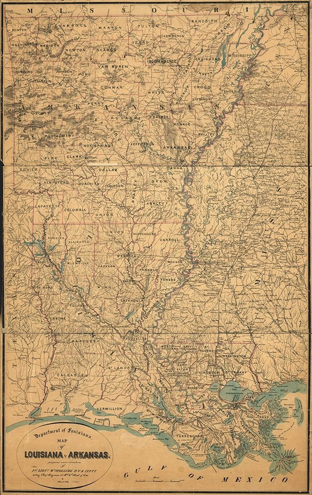 Louisiana and Arkansas art print by Vintage Maps for $57.95 CAD