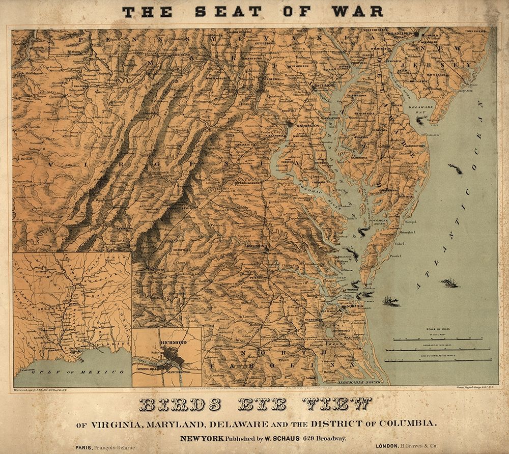 Birds Eye View of the Seat of War 1861 art print by Vintage Maps for $57.95 CAD