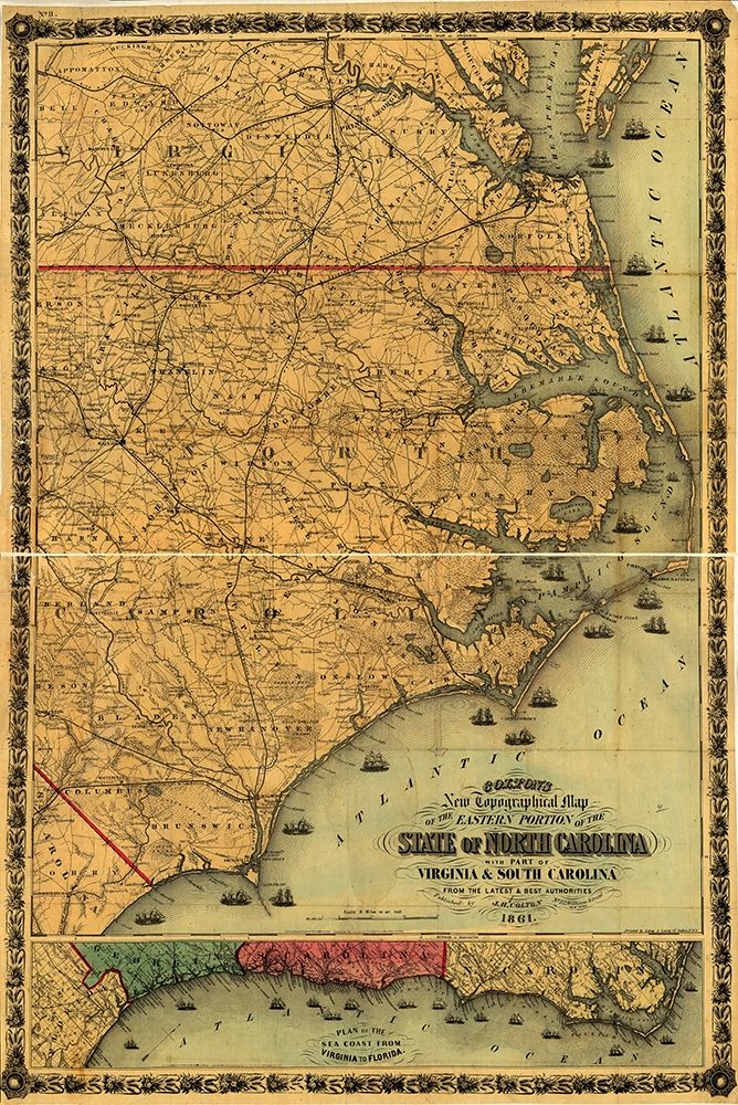 Eastern North Carolina 1861 art print by Vintage Maps for $57.95 CAD