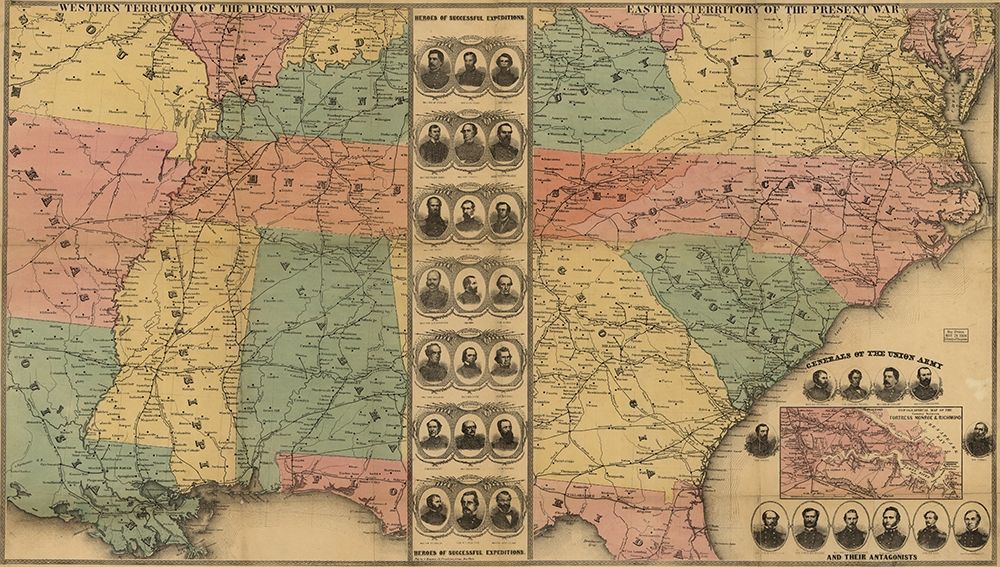 Western Territory in the War Between the States 1861 art print by Vintage Maps for $57.95 CAD