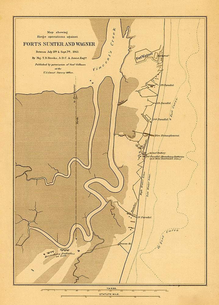 Fort Sumter and Wagner 1863 art print by Vintage Maps for $57.95 CAD