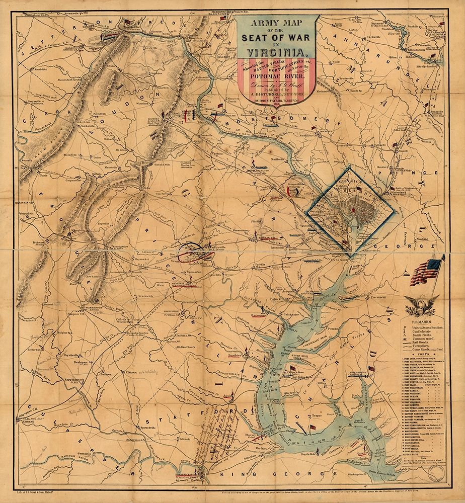 Army Map Theatre of War 1862 art print by Vintage Maps for $57.95 CAD