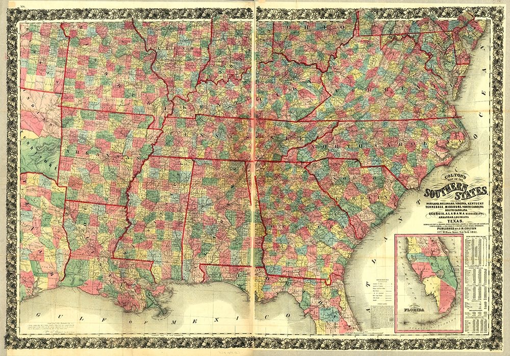 Southern States art print by Vintage Maps for $57.95 CAD