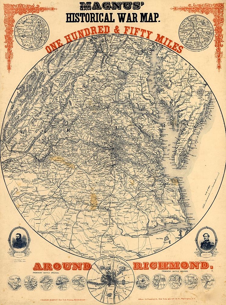150 Miles Around Richmond 1864 art print by Vintage Maps for $57.95 CAD