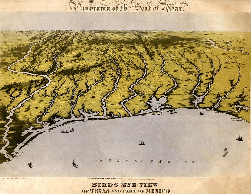 Panorama of the seat of war: Texas and part of Mexico 1861 art print by Vintage Maps for $57.95 CAD