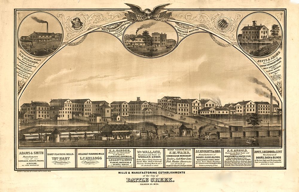 Battle Creek Michigan 1869 art print by Vintage Maps for $57.95 CAD