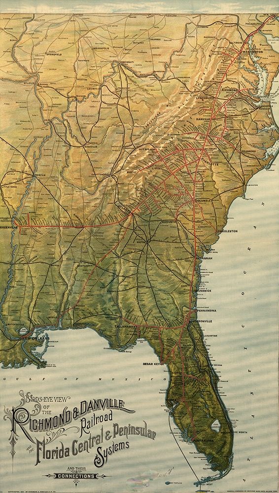 Richmond and Danville 1893 art print by Vintage Maps for $57.95 CAD