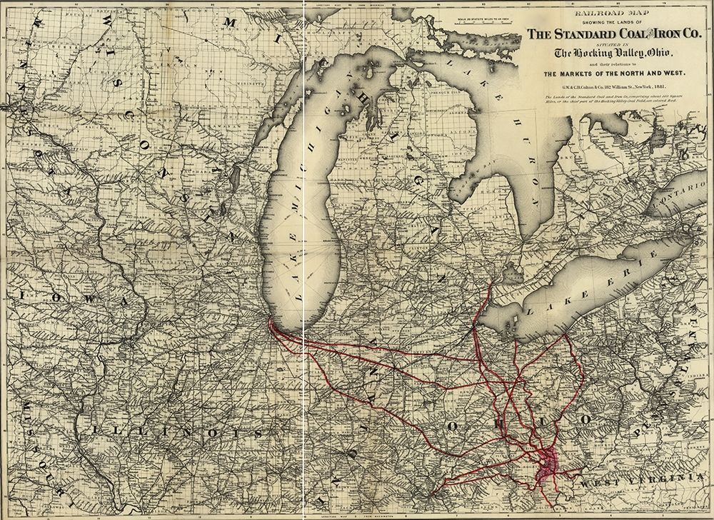 Standard Coal and Iron of Hocking Valley Ohio 1881 art print by Vintage Maps for $57.95 CAD