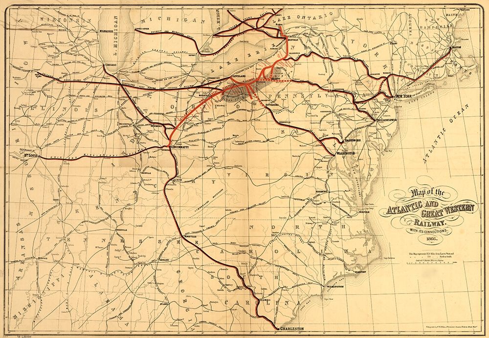Atlantic and Great Western Railway art print by Vintage Maps for $57.95 CAD