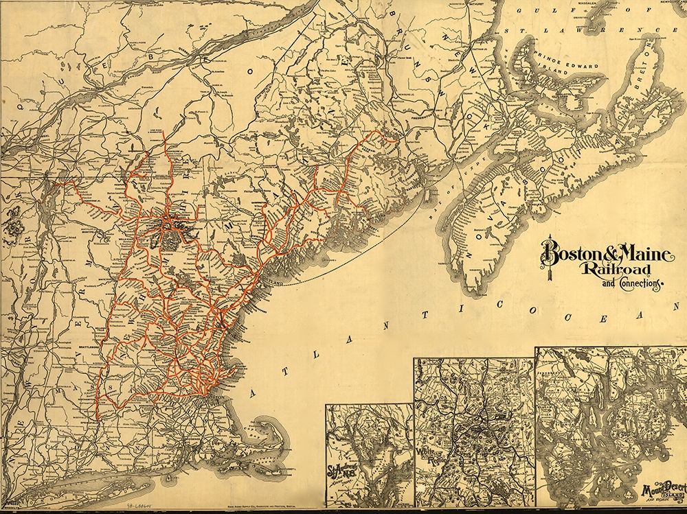 Boston and Maine 1898 art print by Vintage Maps for $57.95 CAD