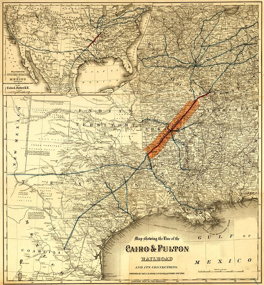 Cairo and Fulton Railroad 1871 art print by Vintage Maps for $57.95 CAD
