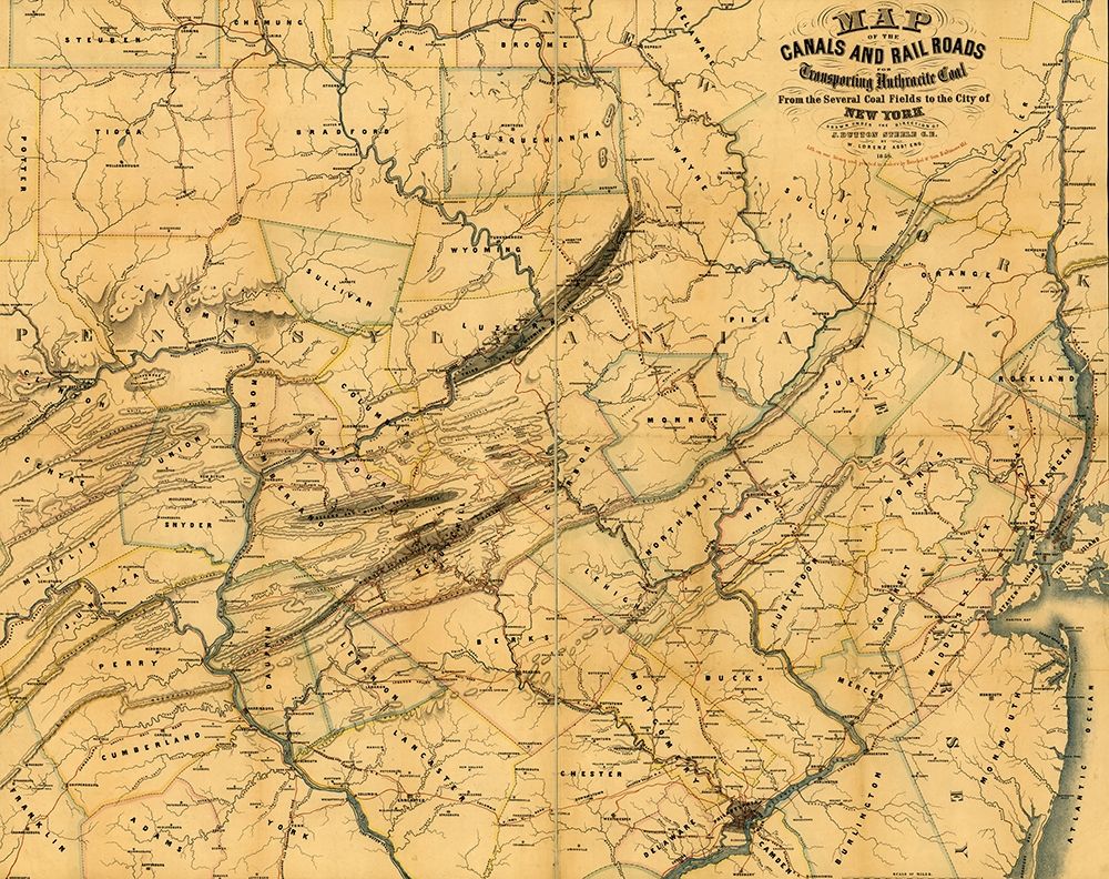 Canals and railroads for transporting anthracite coal from the several coal fields to the city of Ne art print by Vintage Maps for $57.95 CAD