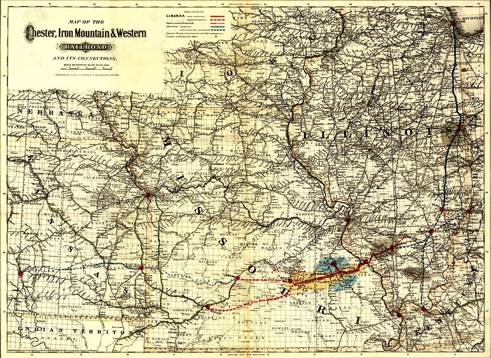 Chester Iron Mountain and Western Railroad 1881 art print by Vintage Maps for $57.95 CAD