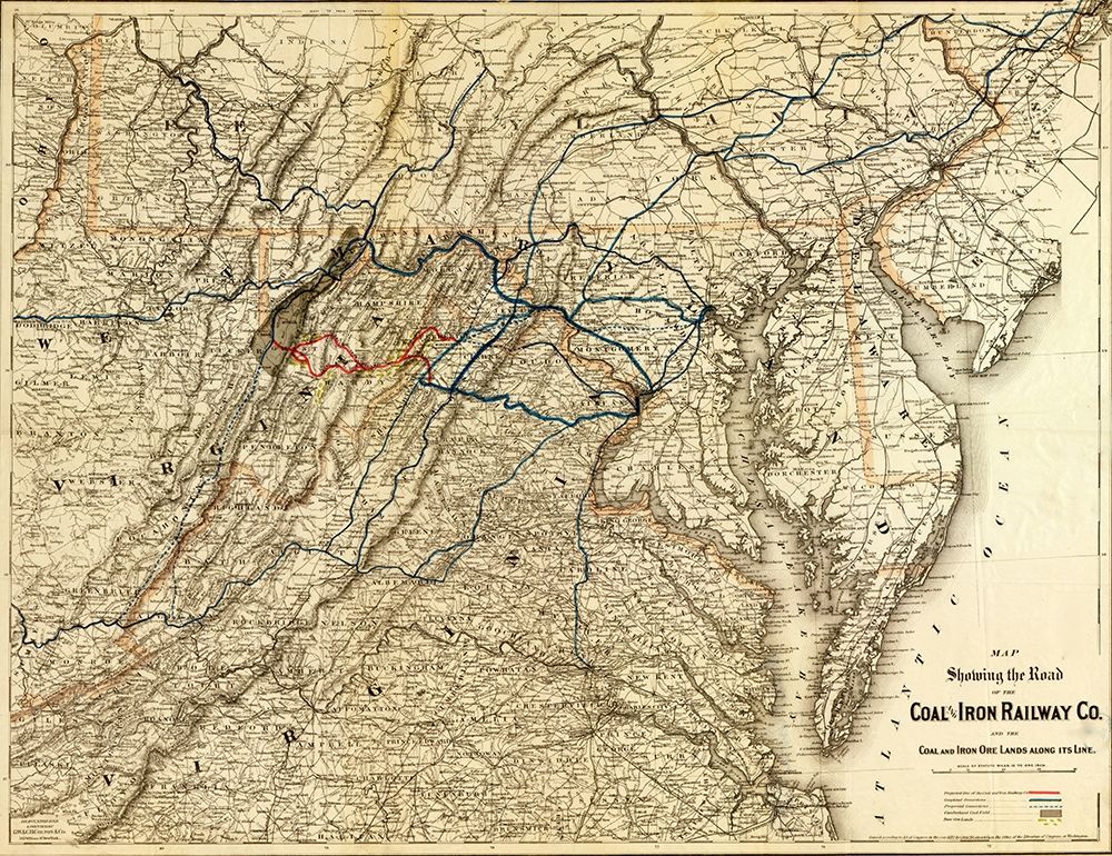 Coal and Iron Railway Co and the coal and iron ore lands along its line 1882 art print by Vintage Maps for $57.95 CAD