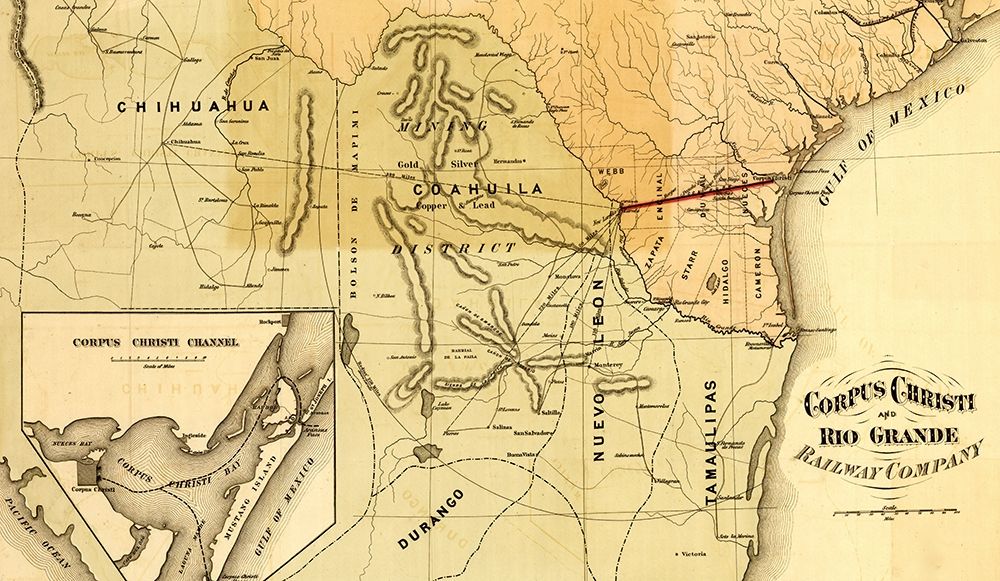 Corpus Christi and Rio Grande Railway Company 1874 art print by Vintage Maps for $57.95 CAD