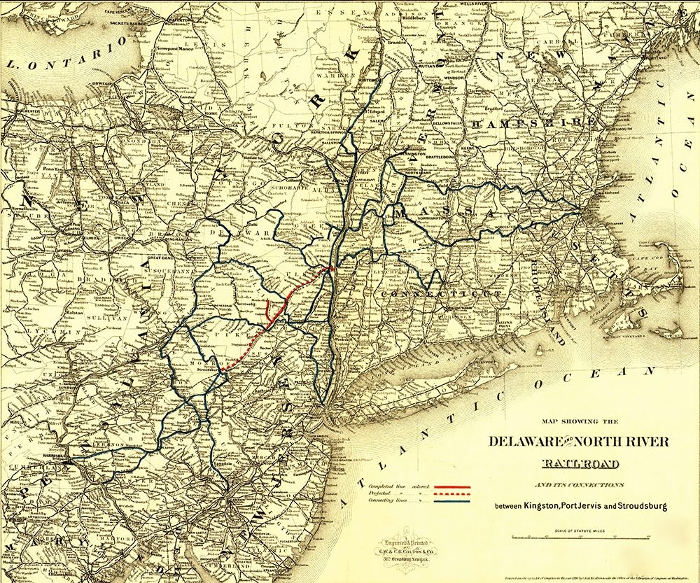 Delaware and North River Railroad 1890 art print by Vintage Maps for $57.95 CAD