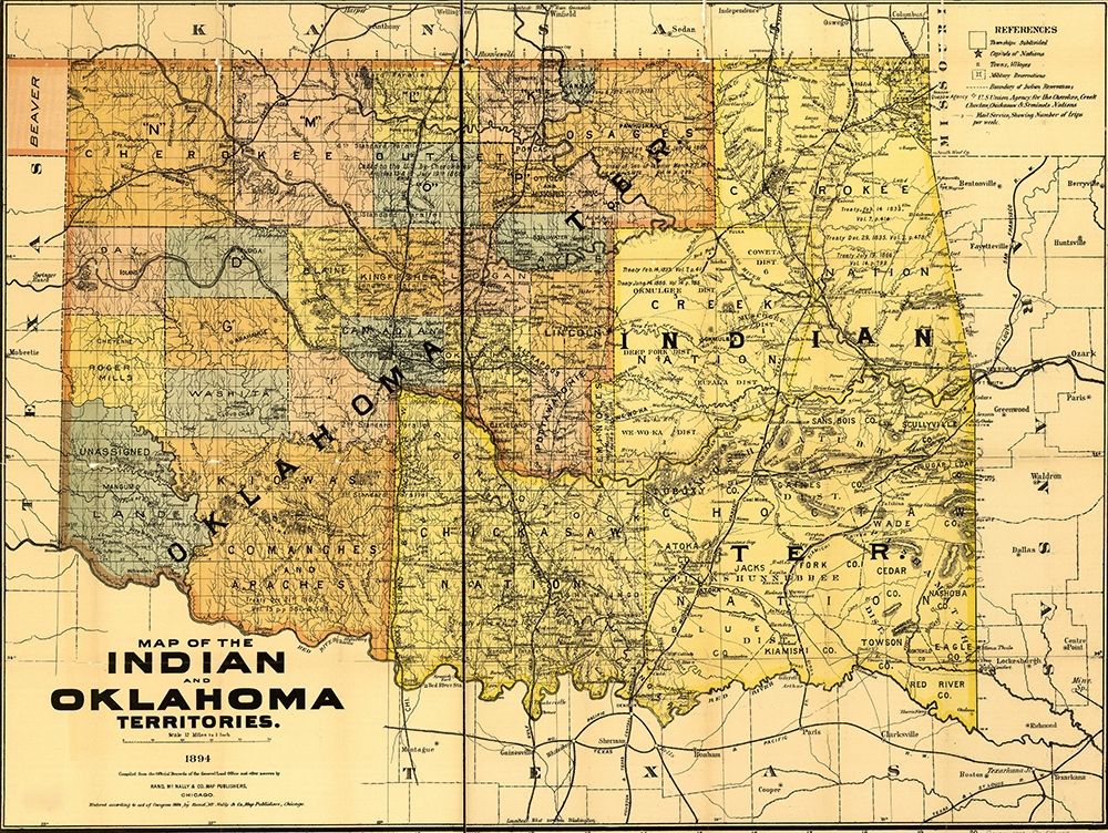Indian and Oklahoma territories 1892 art print by Vintage Maps for $57.95 CAD