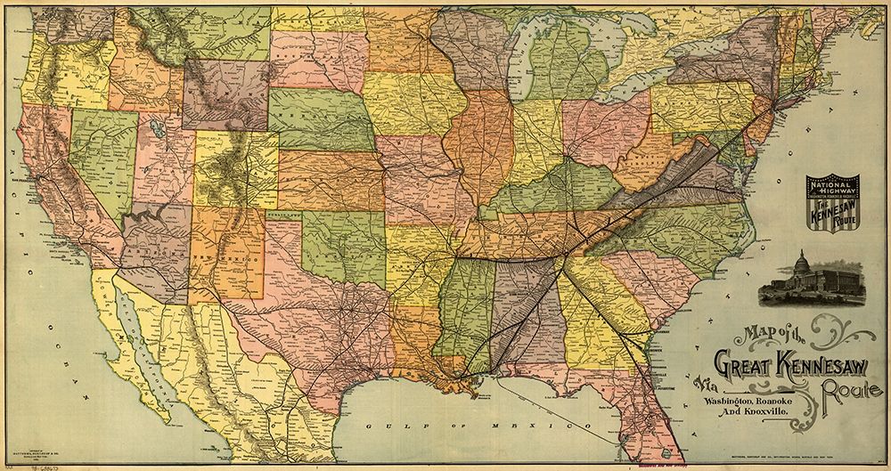 Great Kennesaw Route 1890 art print by Vintage Maps for $57.95 CAD