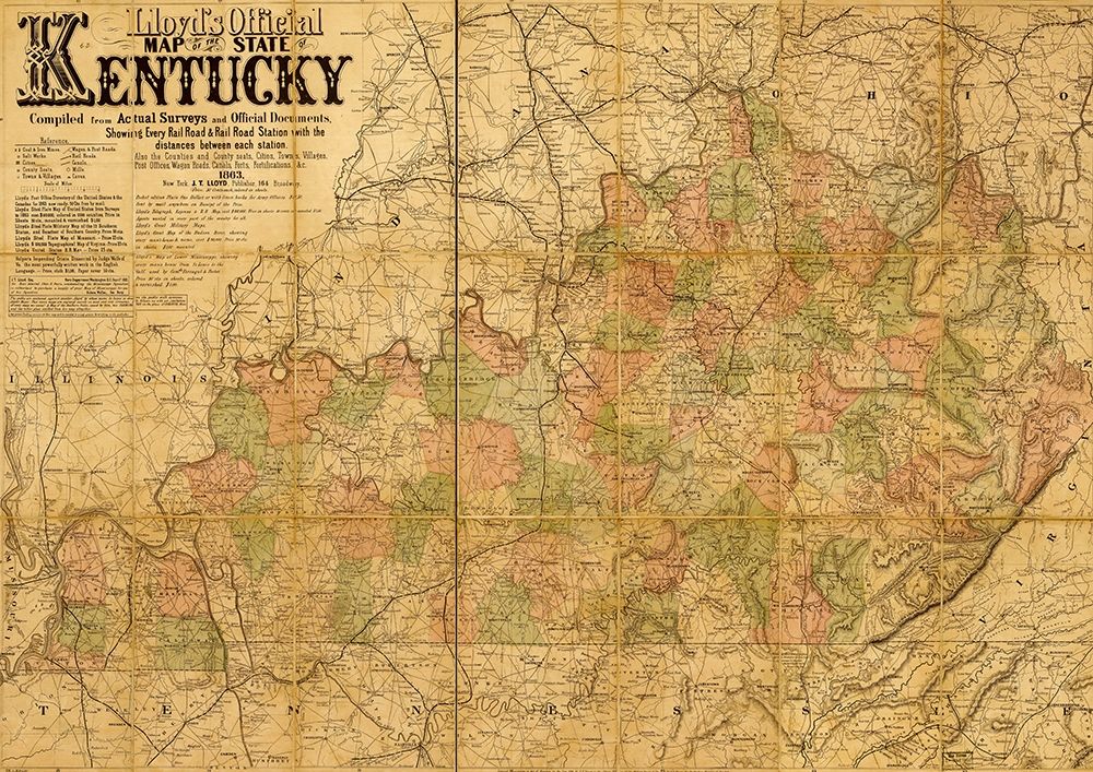 Kentucky 1862 art print by Vintage Maps for $57.95 CAD