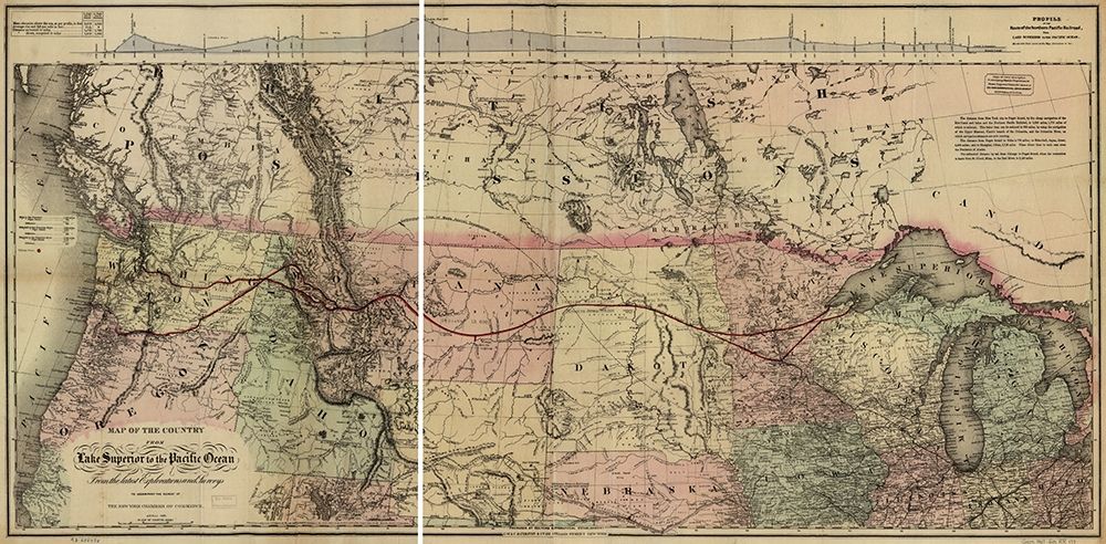 Lake Superior to the Pacific Ocean 1867 art print by Vintage Maps for $57.95 CAD