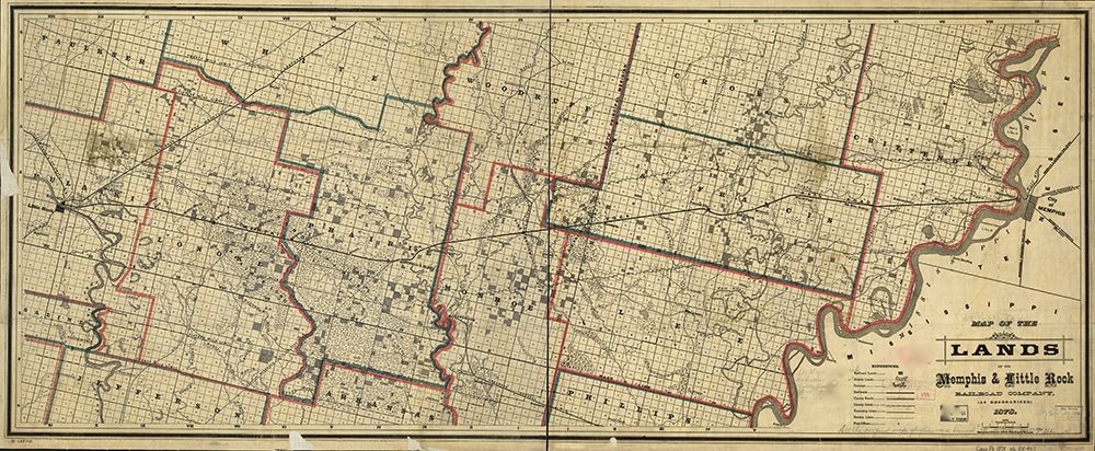 Memphis and Little Rock Railroad Company 1878 art print by Vintage Maps for $57.95 CAD