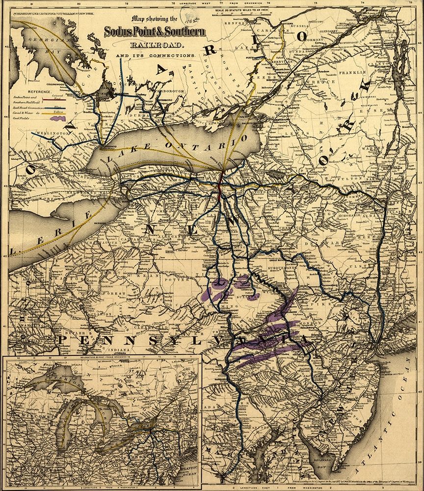 Sodus Point and Southern 1872 art print by Vintage Maps for $57.95 CAD