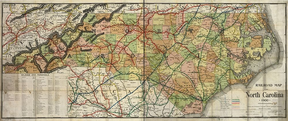 North Carolina 1900 Panorama art print by Vintage Maps for $57.95 CAD