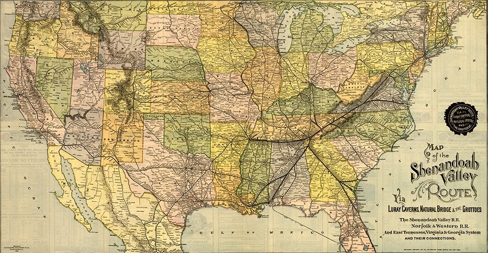 Shenandoah Valley 1890 art print by Vintage Maps for $57.95 CAD