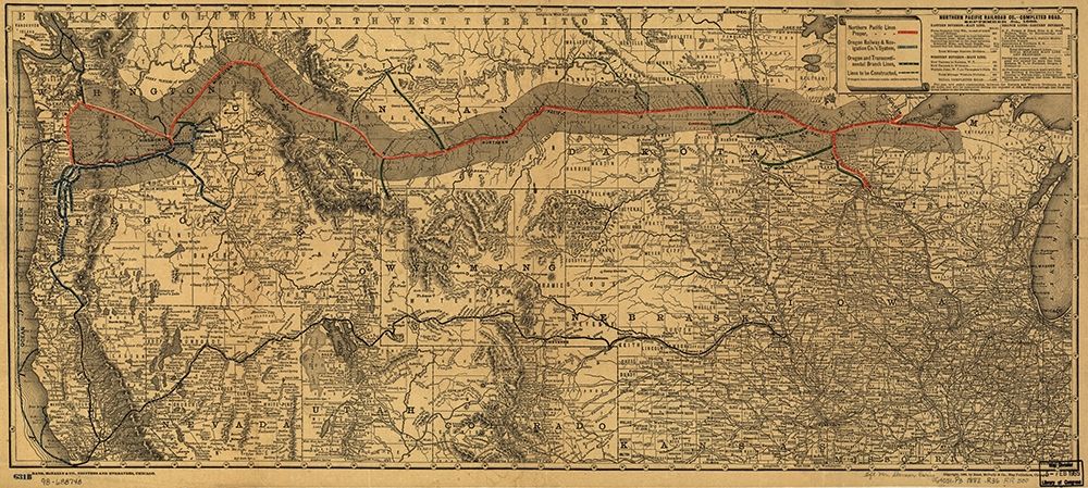 Northern Pacific Transcontinental 1882 art print by Vintage Maps for $57.95 CAD