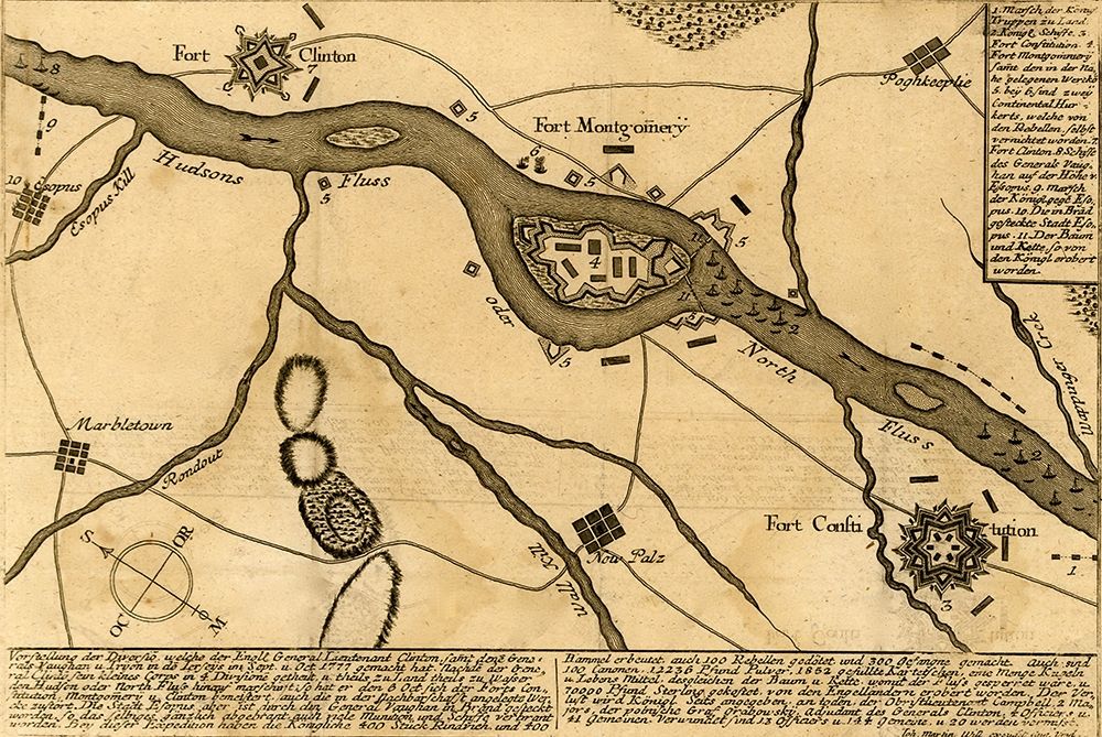 General Clinton at Fort Montgomery 1777 art print by Vintage Maps for $57.95 CAD
