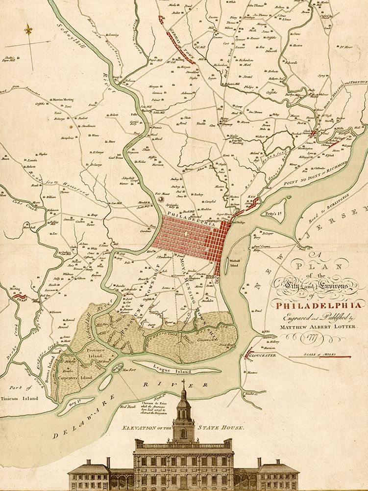 Plan of Philadelphia and its environs 1777 art print by Vintage Maps for $57.95 CAD