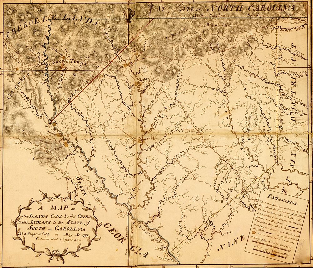 Carolina provide Indian Lands 1777 art print by Vintage Maps for $57.95 CAD