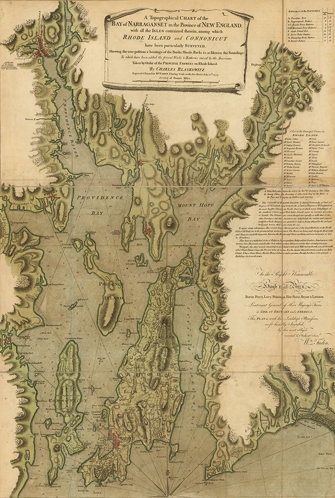 Narragansett Bay 1777 art print by Vintage Maps for $57.95 CAD
