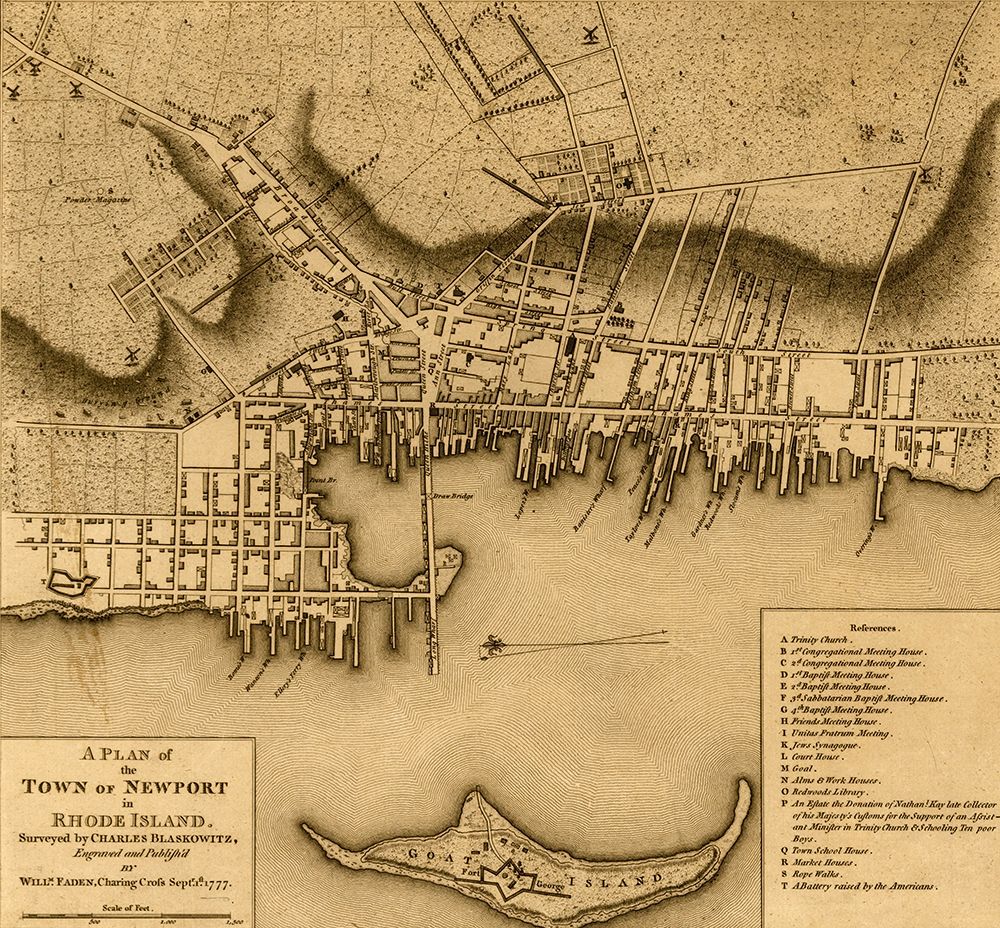 Newport Rhode Island 1777 art print by Vintage Maps for $57.95 CAD