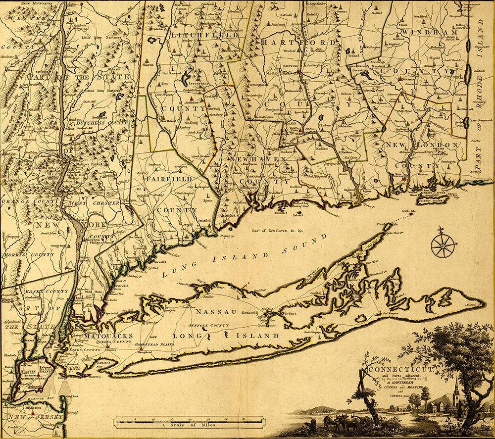 Connecticut and Ports adjacent 1777 art print by Vintage Maps for $57.95 CAD