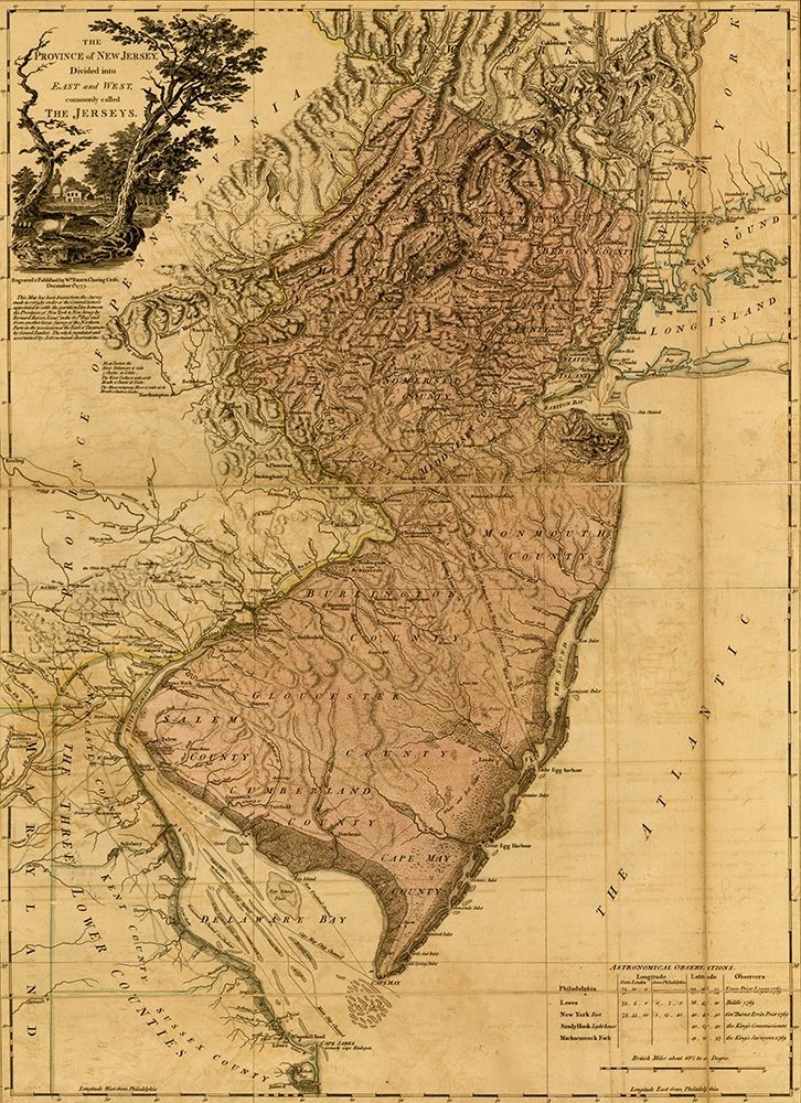 Province of New Jersey 1777 art print by Vintage Maps for $57.95 CAD