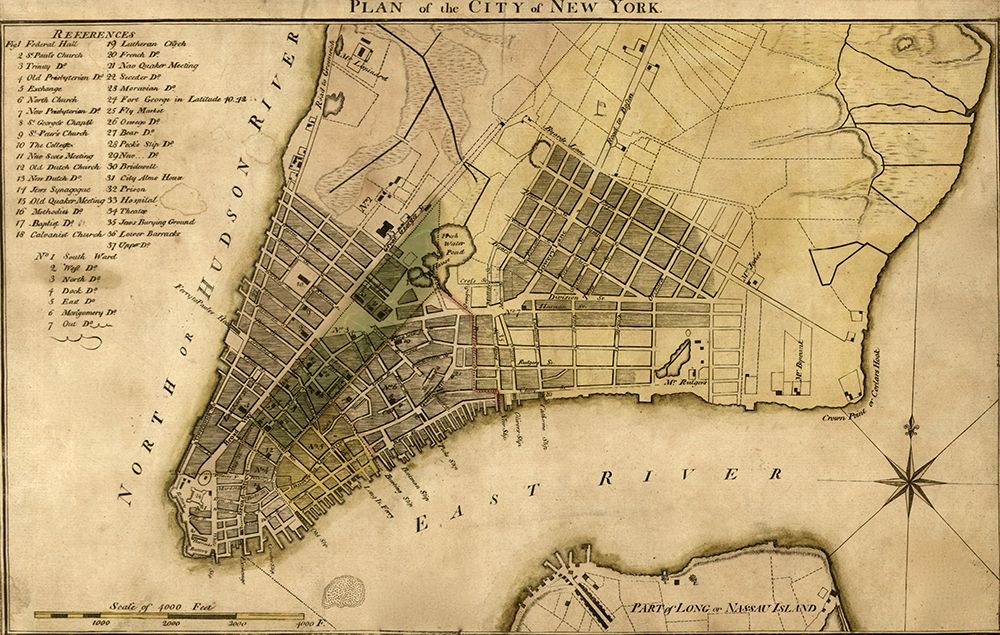 Plan of the City of New York 1789 art print by Vintage Maps for $57.95 CAD
