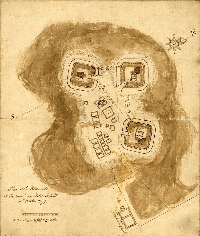 Richmond Defensive fort on Staten Island 1779 art print by Vintage Maps for $57.95 CAD