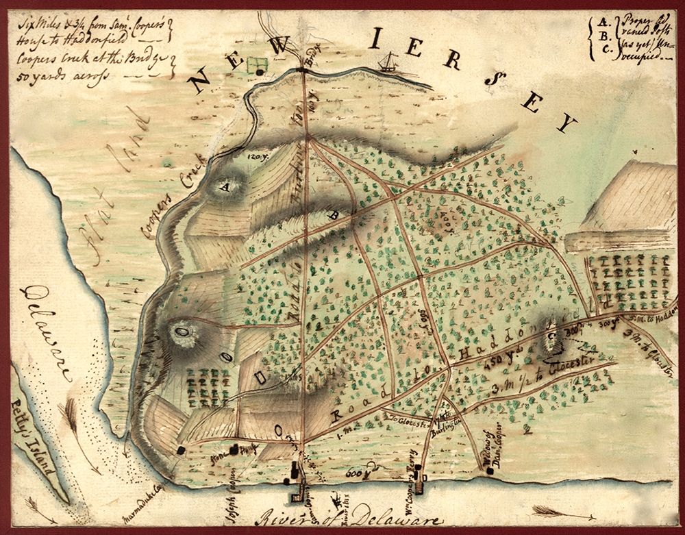 Camden New Jersey and Environs 1778 art print by Vintage Maps for $57.95 CAD