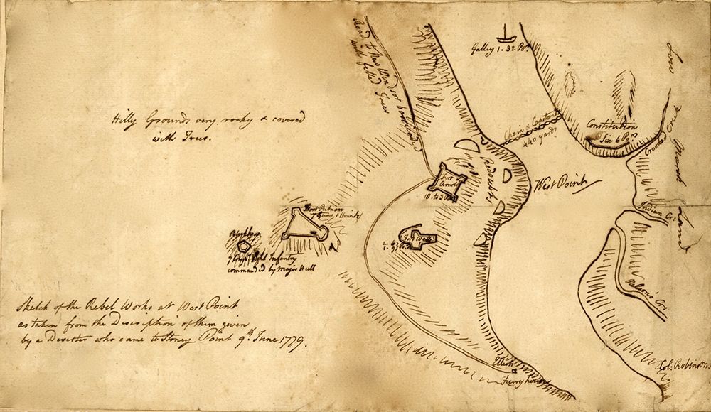 Colonial Defenses of West Poimt from Deserters Map art print by Vintage Maps for $57.95 CAD