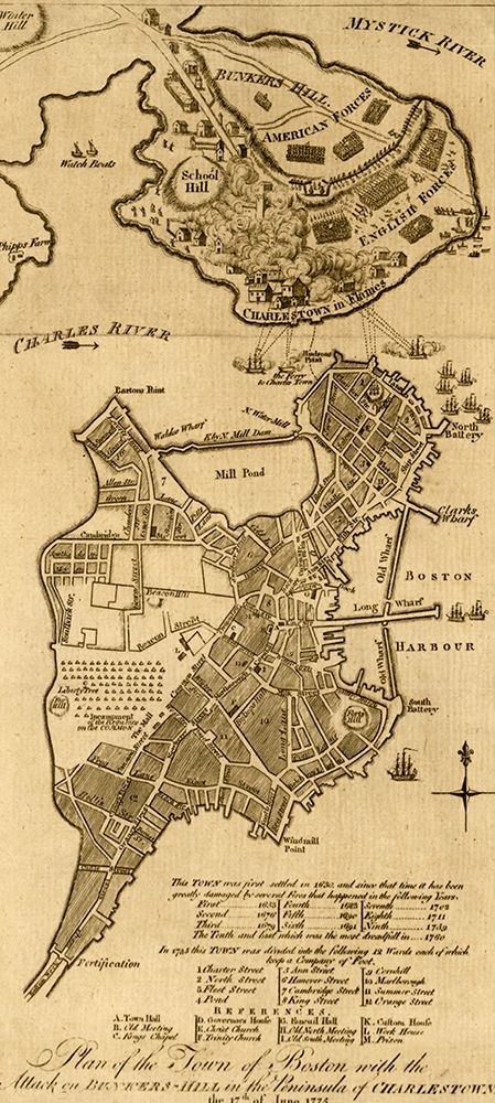 Attack on Bunker Hill Boston art print by Vintage Maps for $57.95 CAD