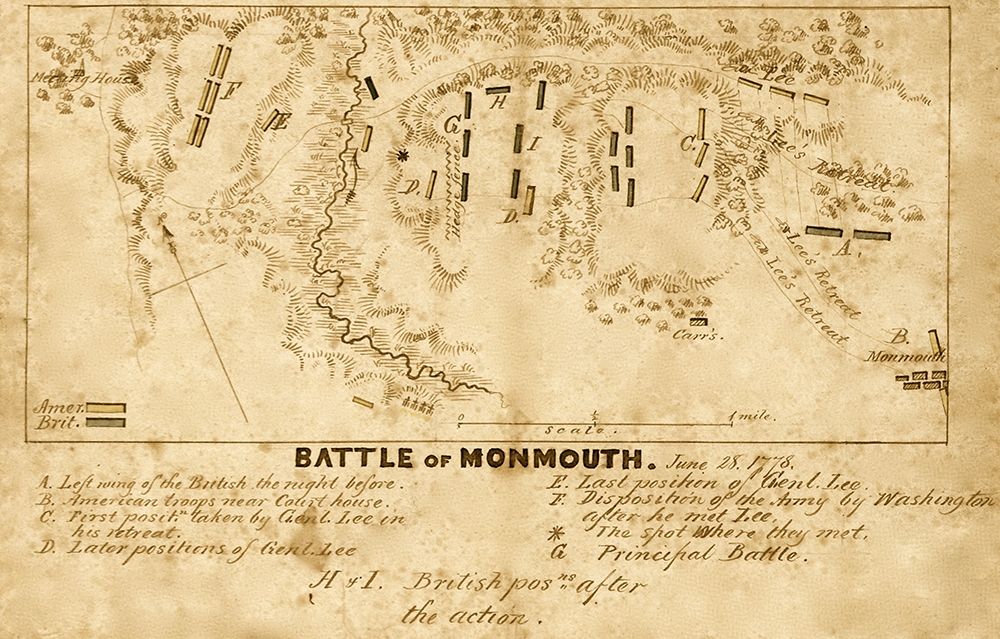 Battle of Monmouth New Jersey 1778 art print by Vintage Maps for $57.95 CAD