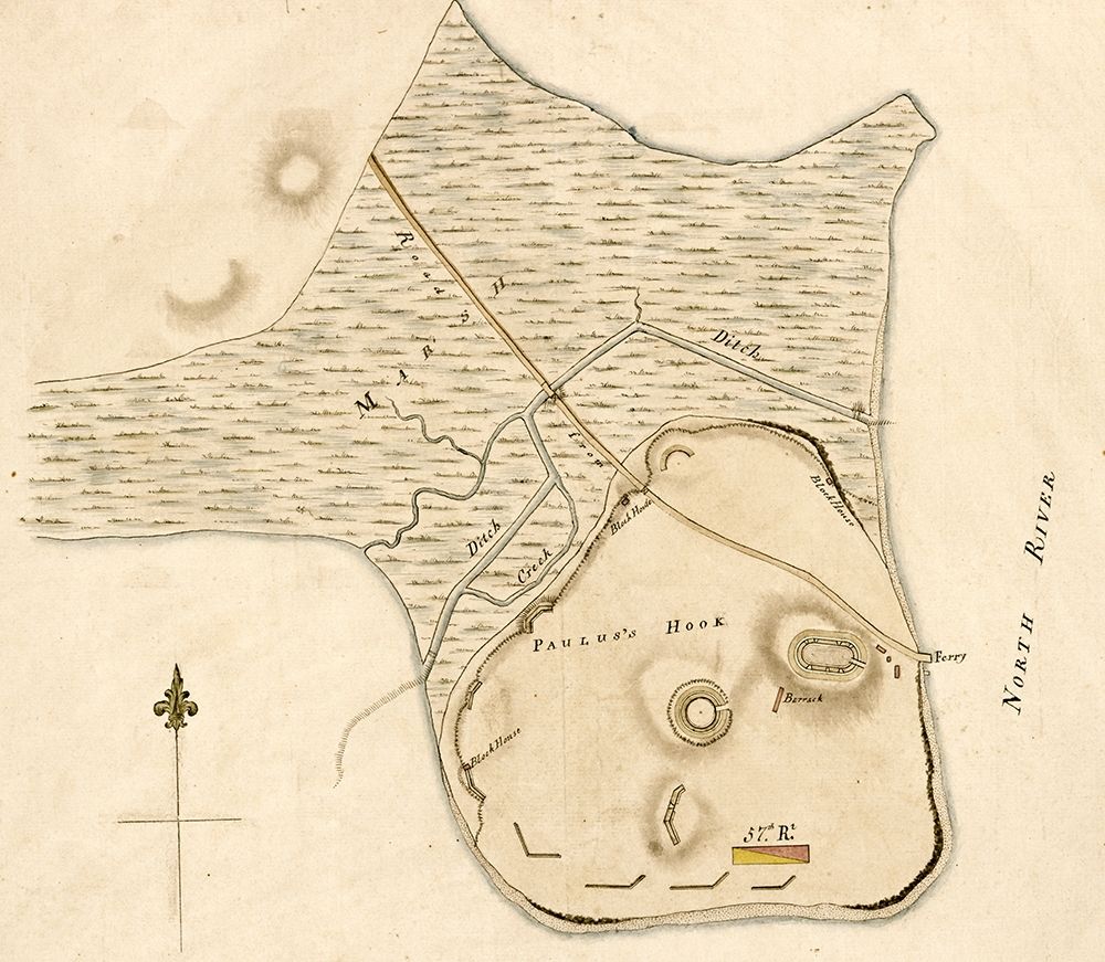 Pauluss Hook and fortifications 1778 art print by Vintage Maps for $57.95 CAD