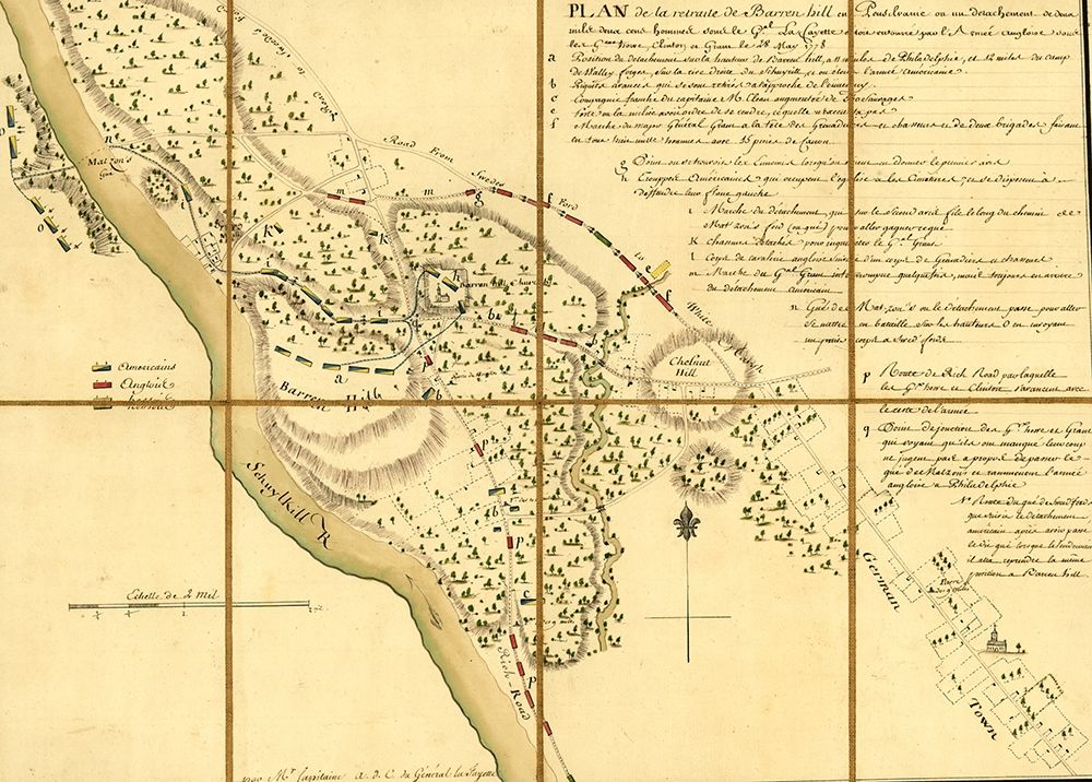 Lafayette Retreat before General Howe at Barren Hill Pennsylvania 1778 art print by Vintage Maps for $57.95 CAD
