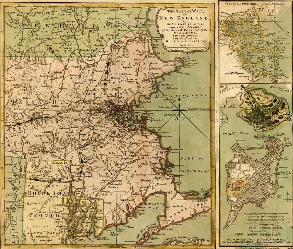 Seat of War with the attack on Bunker Hill art print by Vintage Maps for $57.95 CAD