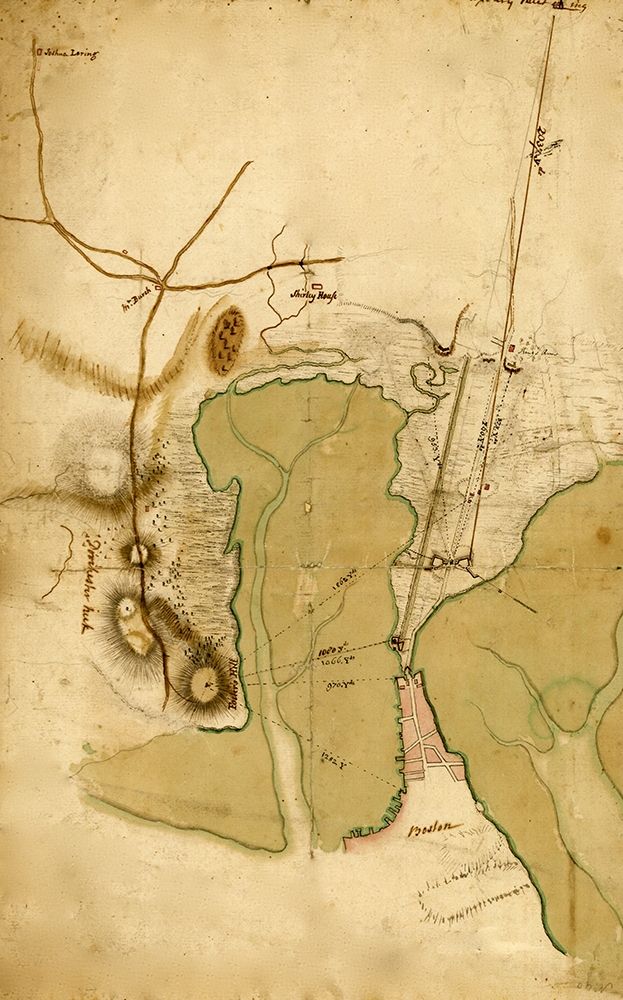 British Lines on Boston Neck Bunker Hill 1775 art print by Vintage Maps for $57.95 CAD