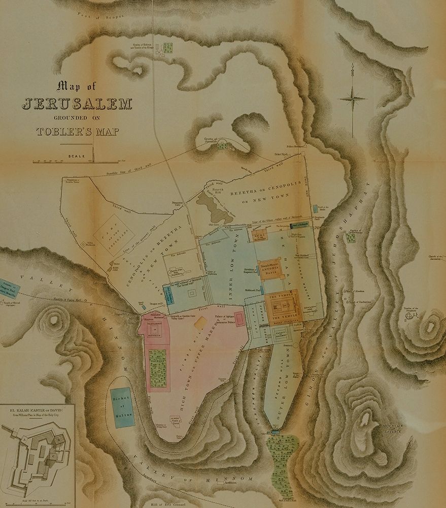 Semi Antique Map of Jerusalem art print by Vintage Maps for $57.95 CAD