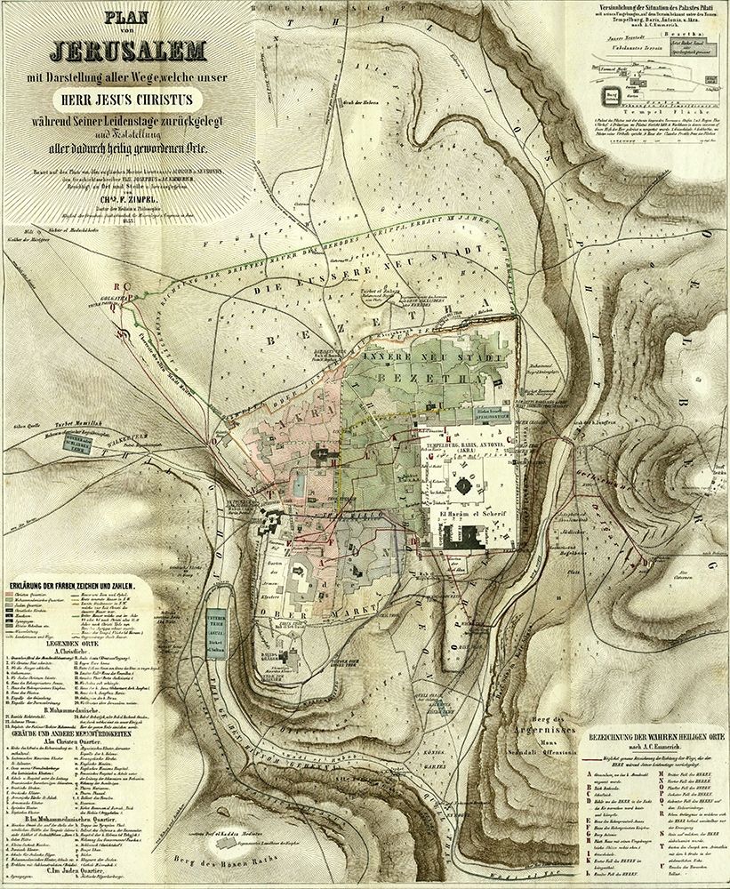 Antique Map of Jerusalem art print by Vintage Maps for $57.95 CAD