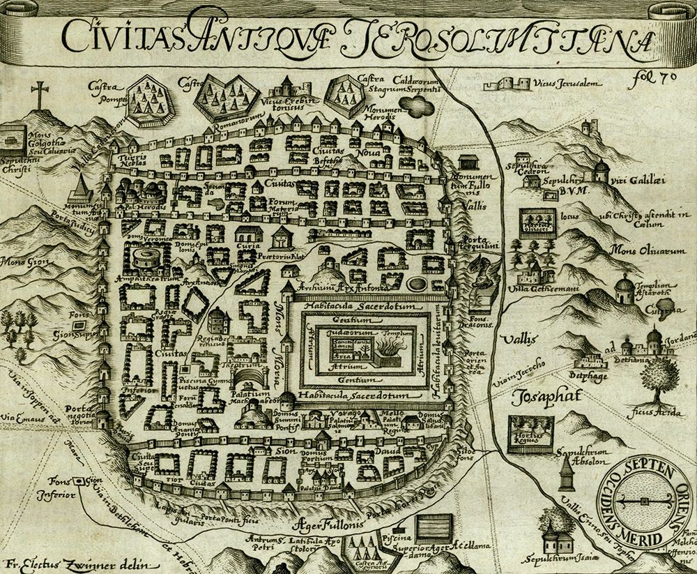 Modern Antique Map of Jerusalem art print by Vintage Maps for $57.95 CAD