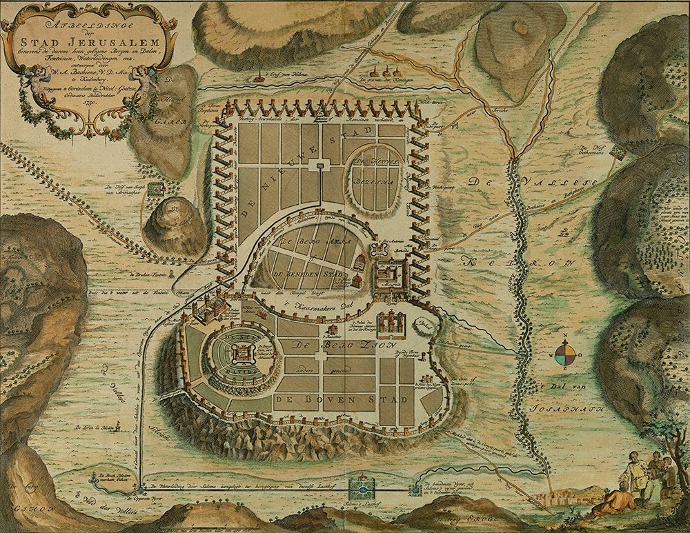 Antique Map of Jerusalem art print by Vintage Maps for $57.95 CAD